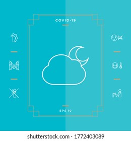 Icono de la línea de luna de nube. Elementos gráficos para su diseño