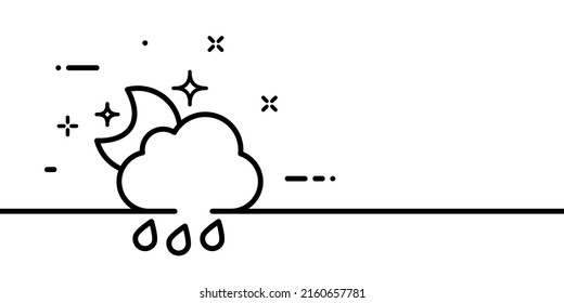 Cloud and moon line icon. Night, rain, stars, cold, clear, overcast, sky, forecast. Weather concept. One line style. Vector line icon for Business and Advertising.