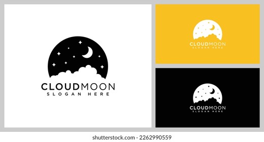 cloud and moon logo vector design