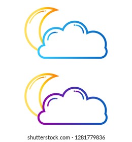 Cloud , moon , night , weather line icon - Vector 