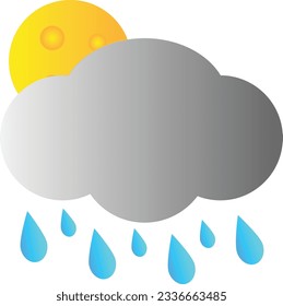 Cloud and moon in rainy season icon. weather symbol set isolated vector illustration.