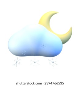 cloud moon snow 3D Illustration Icon Pack Element