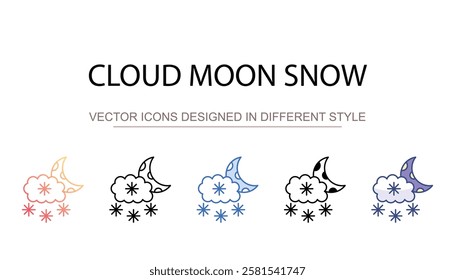 Cloud Moon Snow icon design with white background stock illustration