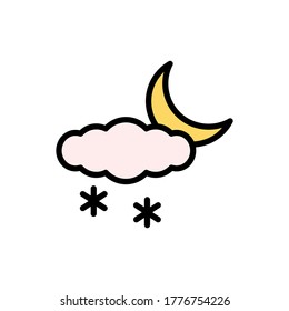 Cloud, moon, snow icon. Simple color with outline vector elements of forecast icons for ui and ux, website or mobile application