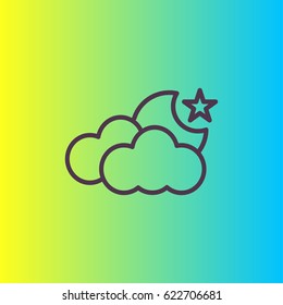 Cloud moon star icon vector