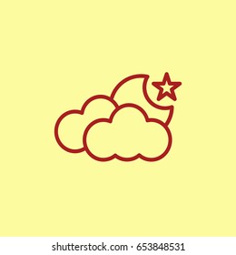 Cloud moon star icon vector