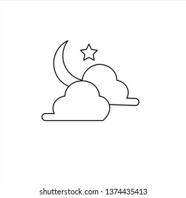 cloud with moon and star icon,vector best line icon.