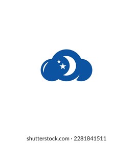 Cloud, Moon and Stars logo or icon design