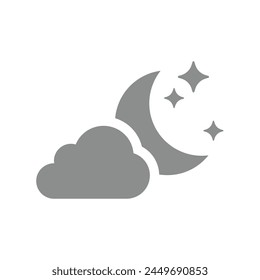 Nube, luna y estrellas icono de Vector. Noche, sueño o símbolo de Clima.
