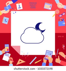 Cloud moon symbol -  icon