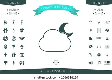 Cloud moon symbol -  icon