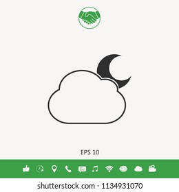 Cloud moon symbol -  icon