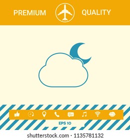 Cloud moon symbol -  icon