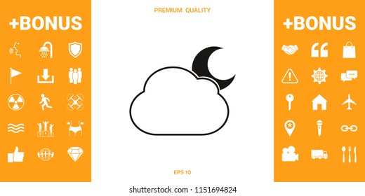 Cloud moon symbol -  icon