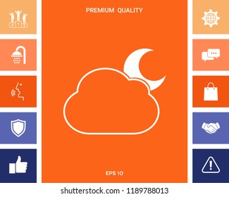 Cloud moon symbol -  icon