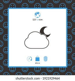Cloud moon symbol -  icon. Element for your design