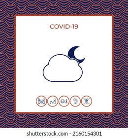 Cloud moon symbol -  icon. Element for your design