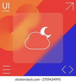 Cloud moon symbol -  icon. Element for your design