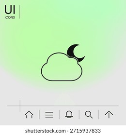 Cloud moon symbol -  icon. Element for your design