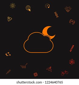 Cloud moon symbol -  icon. Graphic elements for your design