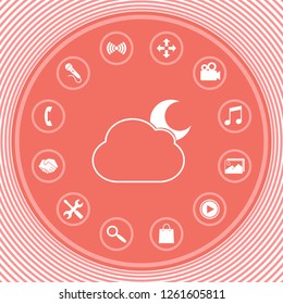 Cloud moon symbol -  icon. Graphic elements for your design