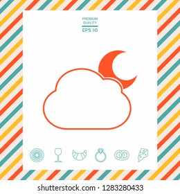 Cloud moon symbol -  icon. Graphic elements for your design