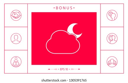 Cloud moon symbol -  icon. Graphic elements for your design