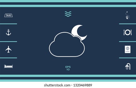 Cloud moon symbol -  icon. Graphic elements for your design