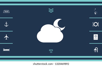 Cloud moon symbol icon. Graphic elements for your design