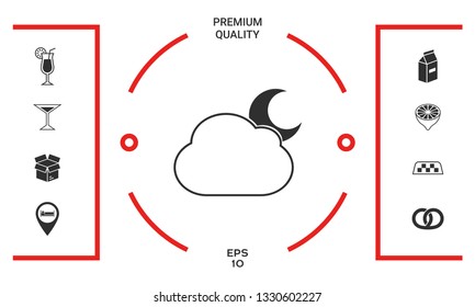 Cloud moon symbol -  icon. Graphic elements for your design