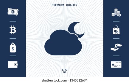 Cloud moon symbol icon. Graphic elements for your design