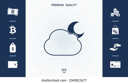 Cloud moon symbol -  icon. Graphic elements for your design