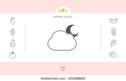 Cloud moon symbol -  icon. Graphic elements for your design