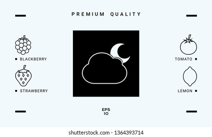 Cloud moon symbol -  icon. Graphic elements for your design