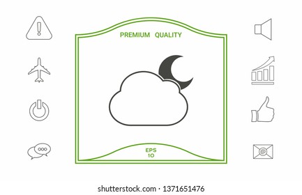 Cloud moon symbol -  icon. Graphic elements for your design