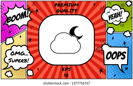 Cloud moon symbol -  icon. Graphic elements for your design