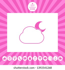Cloud moon symbol -  icon. Graphic elements for your design