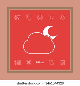 Cloud moon symbol - icon. Graphic elements for your design