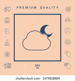 Cloud moon symbol - icon. Graphic elements for your design