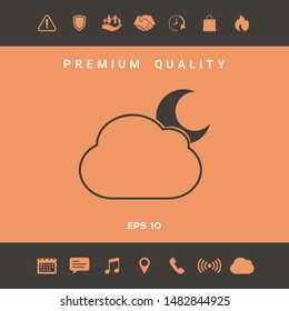 Cloud moon symbol - icon. Graphic elements for your design