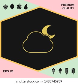 Cloud moon symbol - icon. Graphic elements for your design