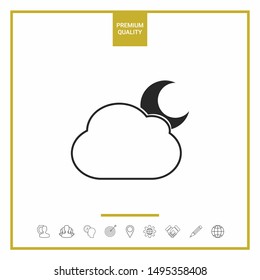 Cloud moon symbol - icon. Graphic elements for your design