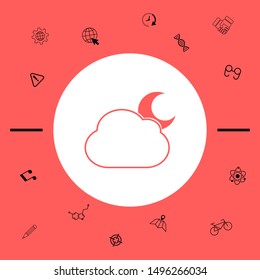 Cloud moon symbol - icon. Graphic elements for your design