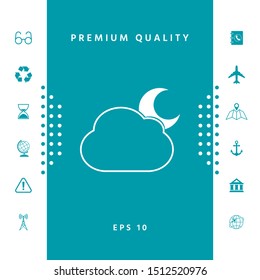 Cloud moon symbol - icon. Graphic elements for your design