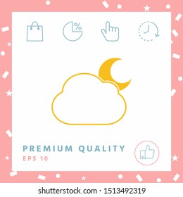 Cloud moon symbol - icon. Graphic elements for your design