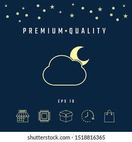 Cloud moon symbol - icon. Graphic elements for your design