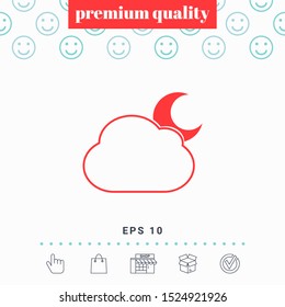 Cloud moon symbol - icon. Graphic elements for your design