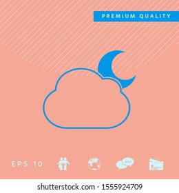 Cloud moon symbol - icon. Graphic elements for your design