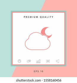 Cloud moon symbol - icon. Graphic elements for your design