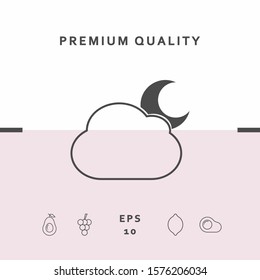 Cloud moon symbol - icon. Graphic elements for your design
